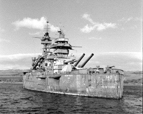 USS New York BB-34 Rusting in Pearl Harbor After Able and Baker Atomic Tests 1948 Photo