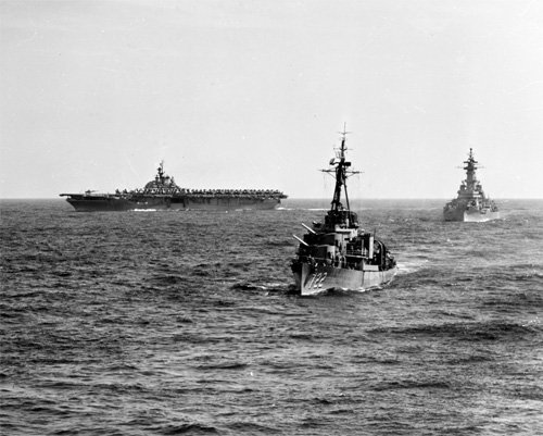 USS Philippine Sea CV-47, USS Barton DD-722, and USS Iowa BB-61 in 1952 Photo