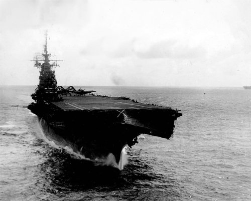 USS Wasp CV-18 Typhoon Damage 1945 Photo