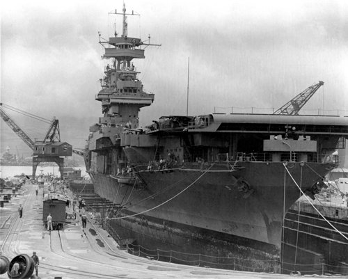 USS Yorktown CV-5 Getting Repaired Photo