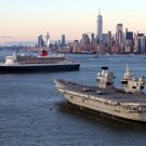 HMS Queen Elizabeth and RMS Queen Mary 2 Outside New York Photo