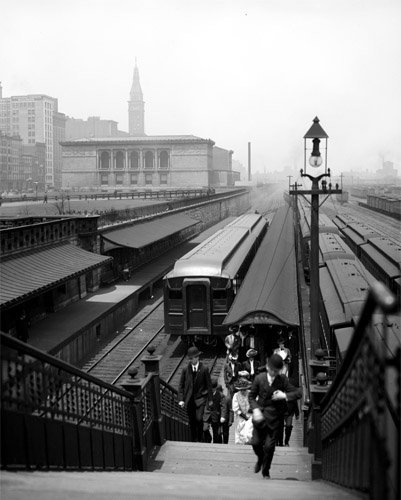 People Arriving From the Suburbs, Chicago, Illinois 1907 Photo