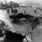 USS Bunker Hill CV-17 Damage After Japanese Kamikazes June 1945 Photo
