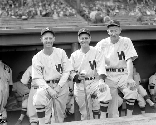 Washington Senators Danny MacFayden, Bucky Harris, and Roger 'Doc' Cramer Photo