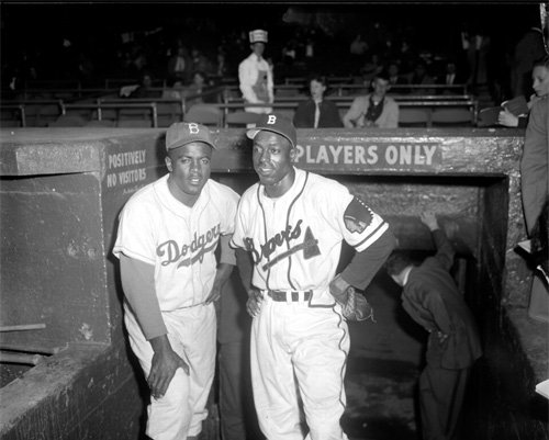 Brooklyn Dodger Jackie Robinson and Boston Brave Sam Jethroe 1950 Photo