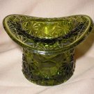 Fenton Vintage Daisy & Button Green Glass Top Hat