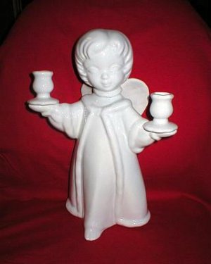 Vintage Pottery Candle Holder angel