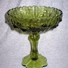 Fenton Vintage Sage Green Colonial Rose Bowl Compote