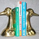 Vintage Heavy Solid Brass Duck Head Book Ends
