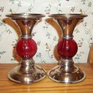 Chrome and Glass Pillar Candle Holder Candlesticks