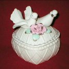 Dove Love Bird Pink Rose Heart Shaped Porcelain Trinket Box Dove Love Bird Pink Rose Heart Shaped Porcelain Trinket Box