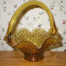Fenton Amber Gold Glass Rose Bowl Wedding Basket