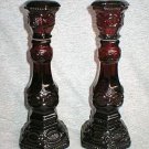 Avon Cape Cod Ruby Red Glass Bottle Candlesticks Avon Cape Cod Ruby Red Glass Bottle Candlesticks