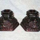 Avon Cape Cod Ruby Red Glass Bottle Candlesticks