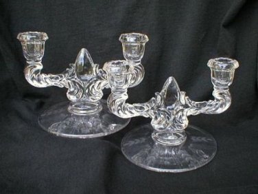 New Martinsville Glass Double Candle Holder Candlesticks