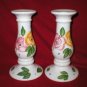 Two Decorative Ceramic Floral Taper Candle Holder Candlesticks