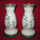 Ceramic Christmas Holly Candle Holder Candlesticks