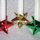 Three Christmas Holiday Metallic Star Taper Candle Holders Three Christmas Holiday Metallic Star Taper Candle Holders