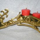 Vintage Solid Brass Reindeer Sleigh Christmas Votive Candle Holder Vintage Solid Brass Reindeer Sleigh Christmas Votive Candle Holder