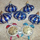 7 Vintage Bauble & Clock Christmas Tree Ornaments 7 Vintage Bauble & Clock Christmas Tree Ornaments