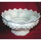 Fenton White Milk Glass Hobnail Candle Bowl