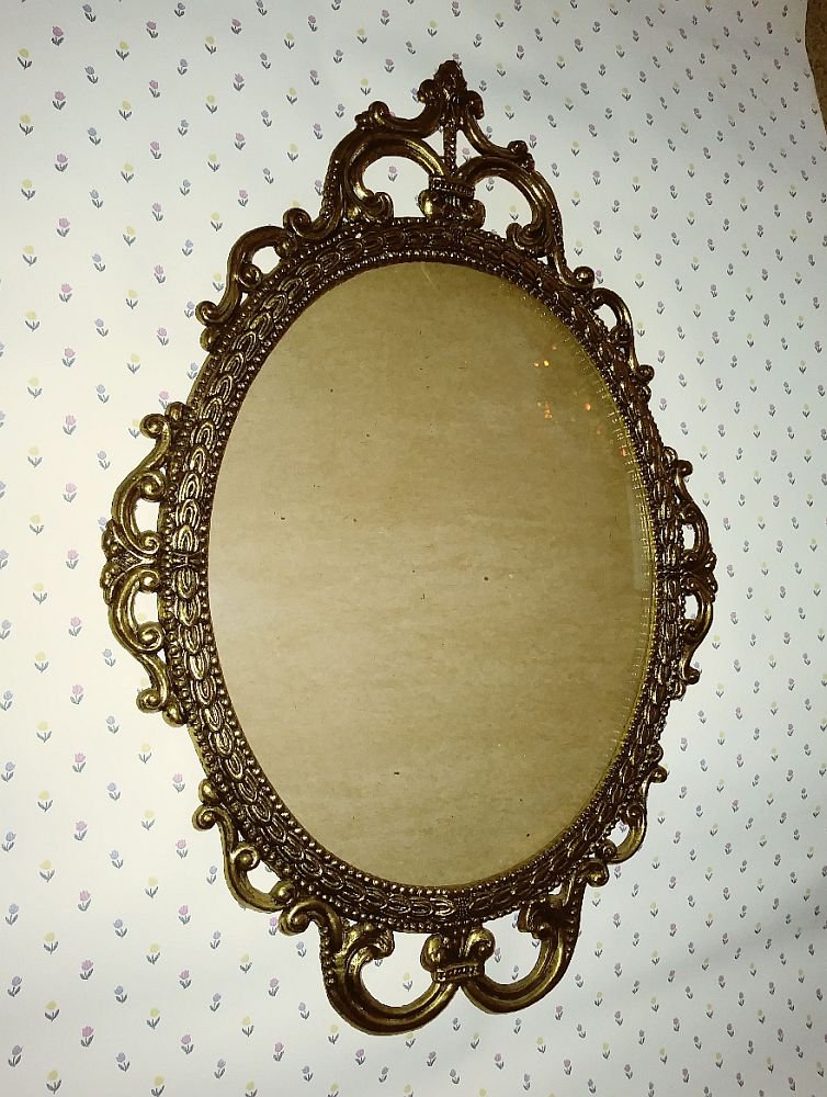 Vintage Solid Brass Frame w/ Curved Convex Glass