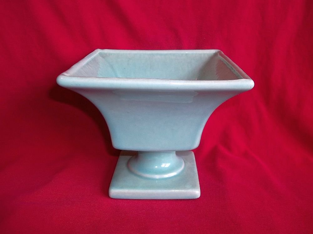 Haeger Turquoise Blue Square Pedestal Pot or Planter