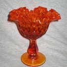 Fenton Glass Amber Orange Ruffled Compote