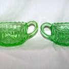 Vaseline Glass Vintage Sugar and Creamer Vaseline Glass Vintage Sugar and Creamer
