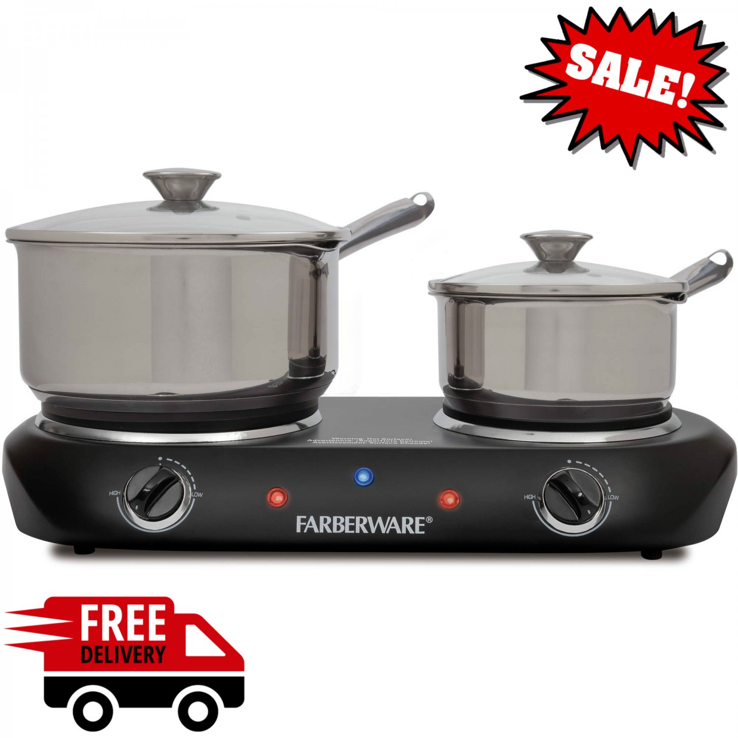 Portable Double Electric Stove 1800W Cooktop 2 Burner Hot Plate Dual