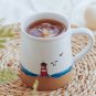 Hand painted ins style creative underglaze color sea lighthouse seagull beach ceramic mug water cup