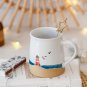 Hand painted ins style creative underglaze color sea lighthouse seagull beach ceramic mug water cup