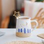 Hand painted personalized creative underglaze color moon and stars ceramic tea mug water cup