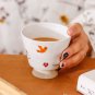 Vintage artistic handmade ceramic hand painted underglaze birds and flowers coffee set, pot and cup