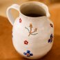 Vintage artistic handmade ceramic hand painted underglaze birds and flowers coffee set, pot and cup
