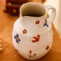 Vintage artistic handmade ceramic hand painted underglaze birds and flowers coffee set, pot and cup