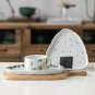 Handmade ceramic hand painted underglaze color forest breakfast tableware snack plate drinking cup