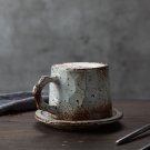 Handmade ceramic coffee cup and saucer set, hand painted glaze coffee set, mug and  bottom plate