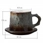 Handmade ceramic coffee cup and saucer set, hand painted glaze coffee set, mug and bottom plate