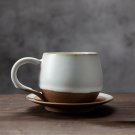 Handmade ceramic coffee cup and saucer set, hand painted glaze coffee set, mug and  bottom plate