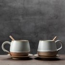 Couple suit handmade ceramic coffee cup and saucer set, hand painted glaze coffee set, mug and plate
