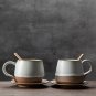 Couple suit handmade ceramic coffee cup and saucer set, hand painted glaze coffee set, mug and plate