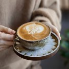 Originality Handmade ceramic Mocha coffee cup and saucer set, hand painted glaze coffee set