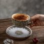 Originality Handmade ceramic Mocha coffee cup and saucer set, hand painted glaze coffee set