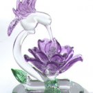 Glass Hummingbird With Purple Flower