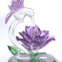 Glass Hummingbird With Purple Flower