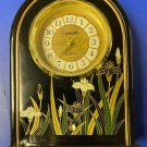 Vintage R Powell Plastic Quartz Shelf Desk Clock With Drawer Painted Flowers 70'