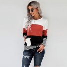 Autumn and winter new fashion women's pullover knitted sweater stitching top