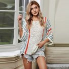 Autumn/Winter Fashion Women's Loose Large Size Thin Round Neck Seven Points Sleeve Striped Top