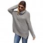 Fashion women's new solid color high neck long sleeve pullover sweater